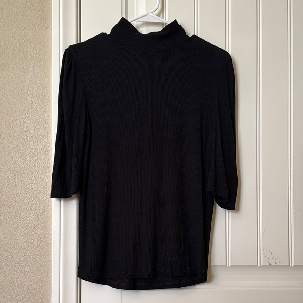 Zara Black Mockneck 3/4 Sleeve Tee